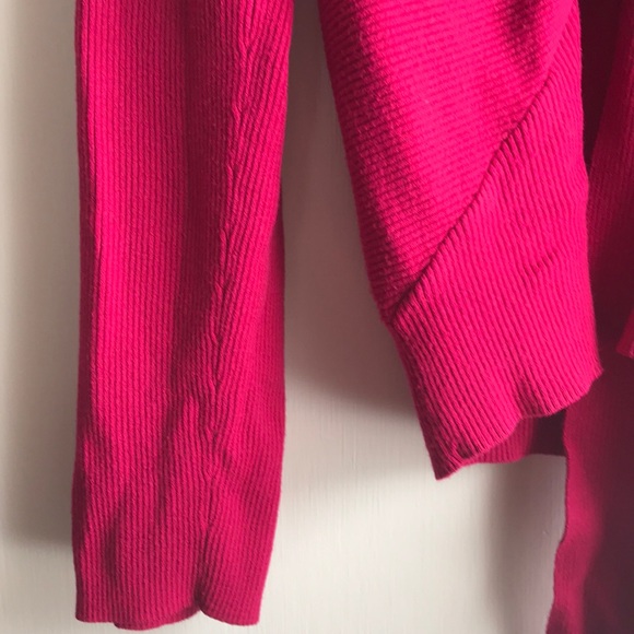 Vintage Talbots Hot Pink Wrap Tie Front Cardigan Sweater Top Medium Petite - Picture 4 of 8